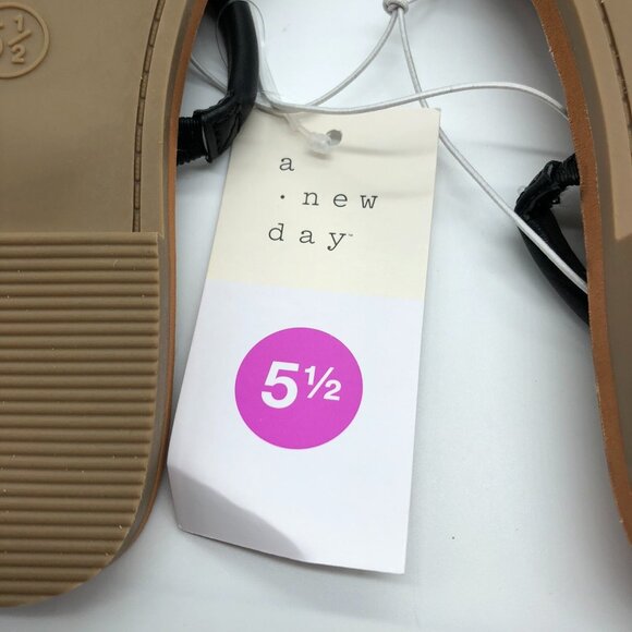 A New Day Wren Slide Sandals Triple Strap Square Toe Faux Leather Black Size 5.5 - Picture 5 of 5